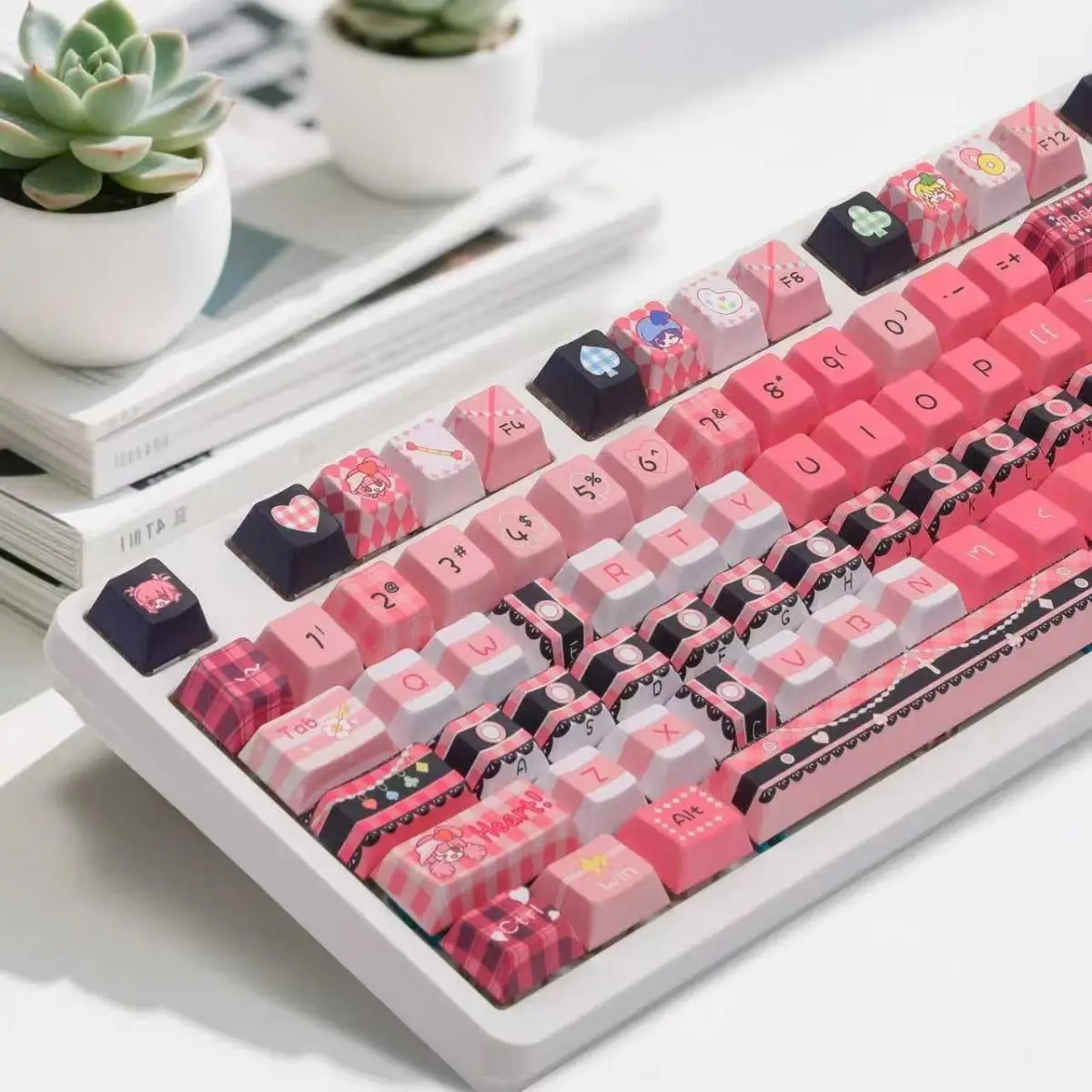 

Shugo Chara Keycaps Cute Set Keyboard Key Cute PBT Key Cap Cherry Profile Gaming Key Caps for Mechanical Keyboard Accessories