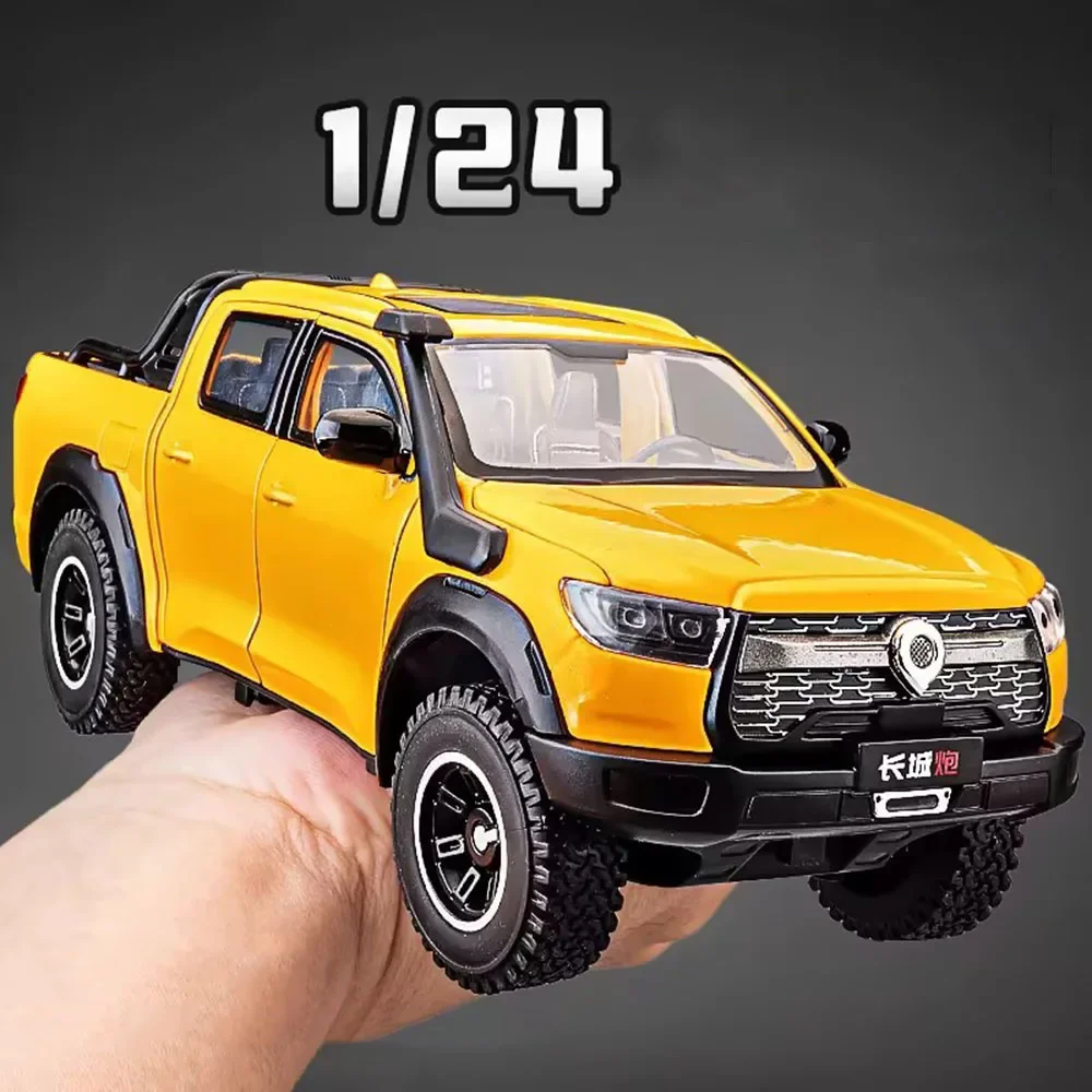 1:24 Great Wall POER Model Car Toy Wheel Steering Miniature Off Road with Light Music Miniature Pickup Truck Boys Collection Fun