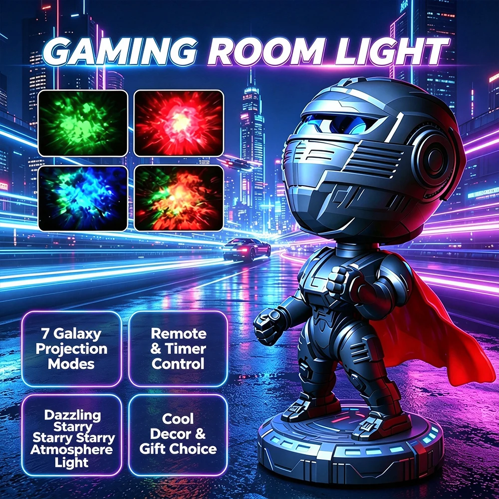 Spaceman Starry Night Light Projector RGB Nebula Lighting Remote Control Astronaut Table Lamp For Kids Room Party Decoration