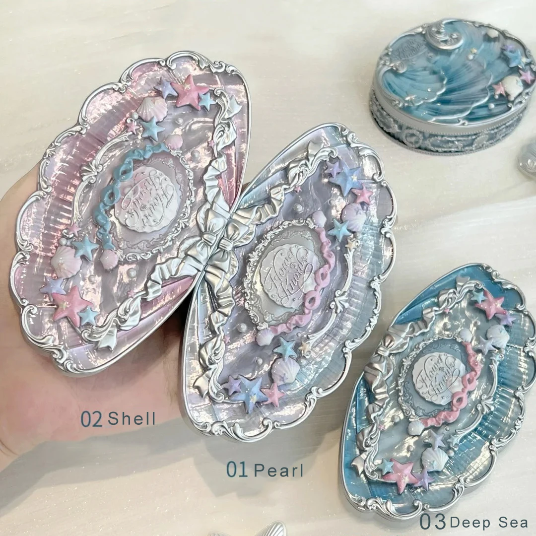 Flower Knows Shells Jewel Eyeshadow Palette 6 Colors Matte and Shimmer Highly Pigmented Long Lasting Makeup Palette Ocean Theme