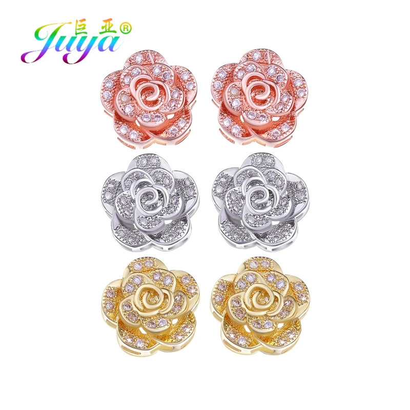 Juya DIY Copper Spacer Beads Supplies For Natural Stone Perles Jewelry Making Handmade Small Hole Flower Charm Beads Wholesale