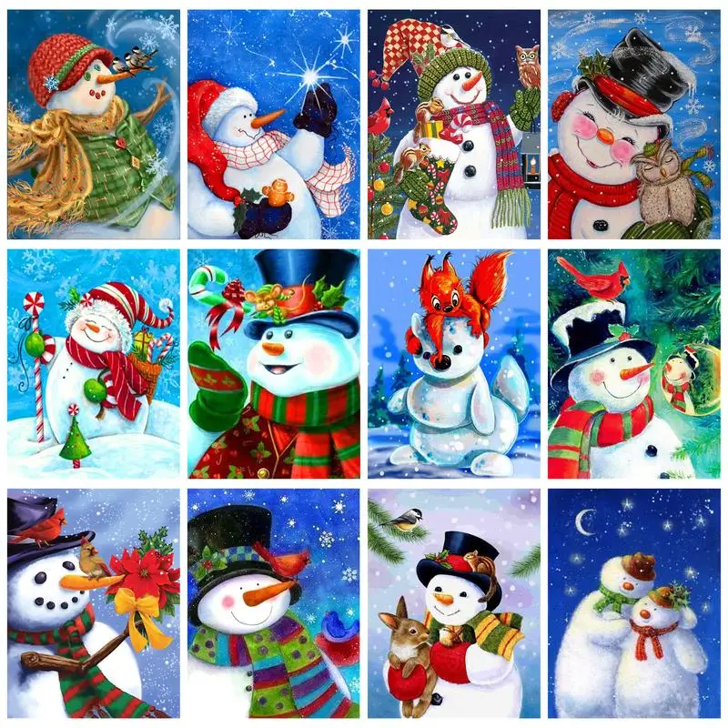 

GATYZTORY Modern Painting By Numbers Diy Crafts Coloring By Numbers Snowman Painting Numbers Wall Decors Gift Handmade