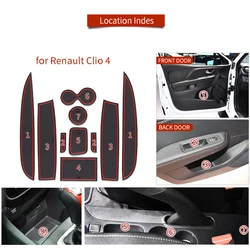 10PCS For Renault Clio 4 Anti-Slip Gate Slot Mat Cup Coaster Non-slip Door Groove Pad Auto Interior Mat Car-styling Accessories