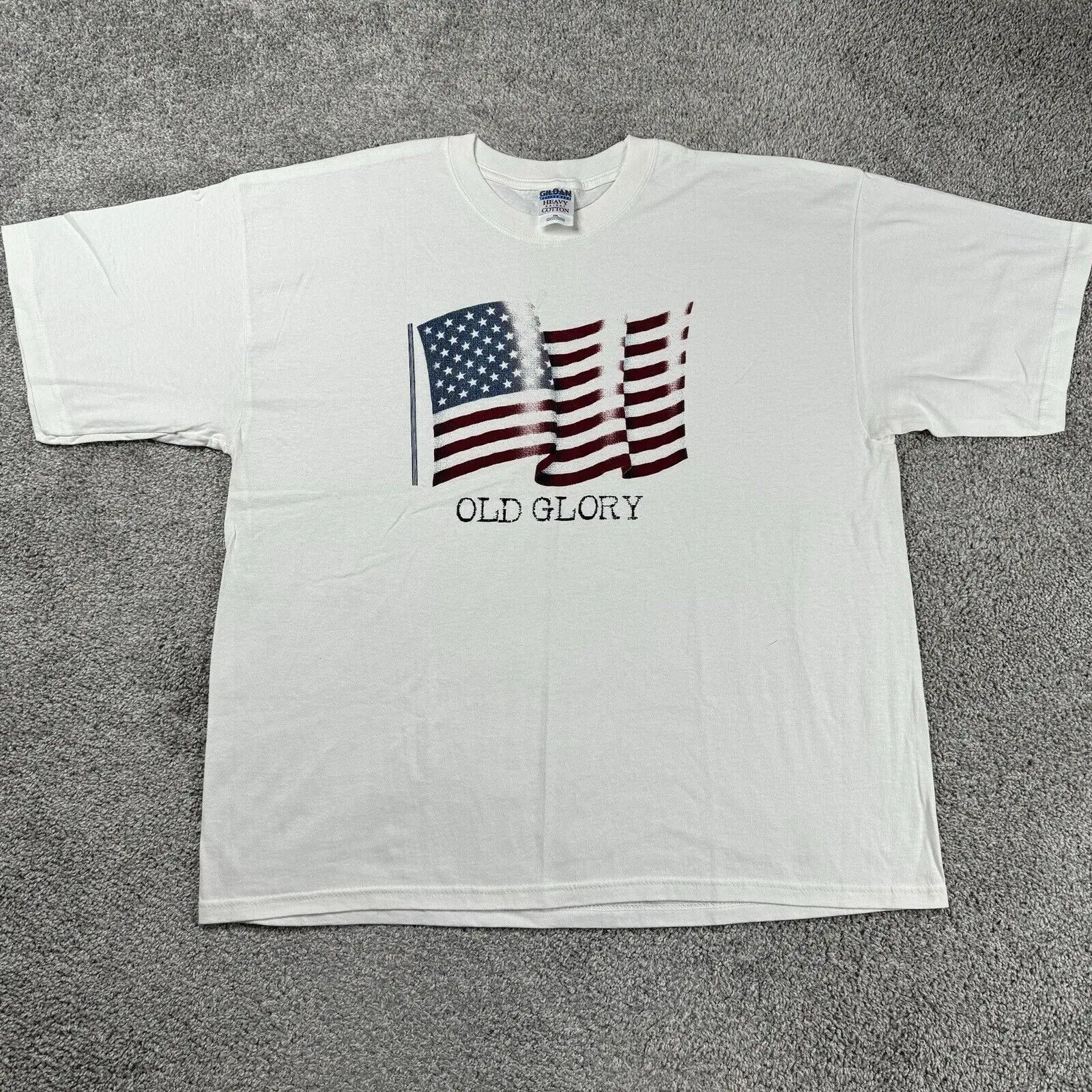 Old Glory American Flag T-Shirt Men's White Patriotic July 4th NEW