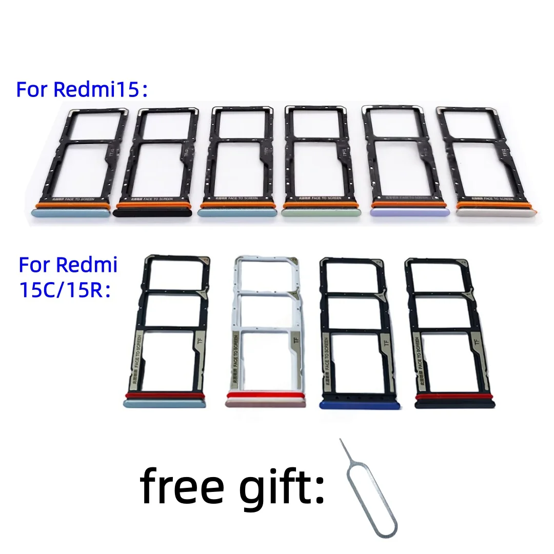SD Card SIM Card Tray For Redmi 15 15C 15R 2508CRN2BC 25082RNC1C Repair Parts drawer chip card tray Socket Drawer Holder