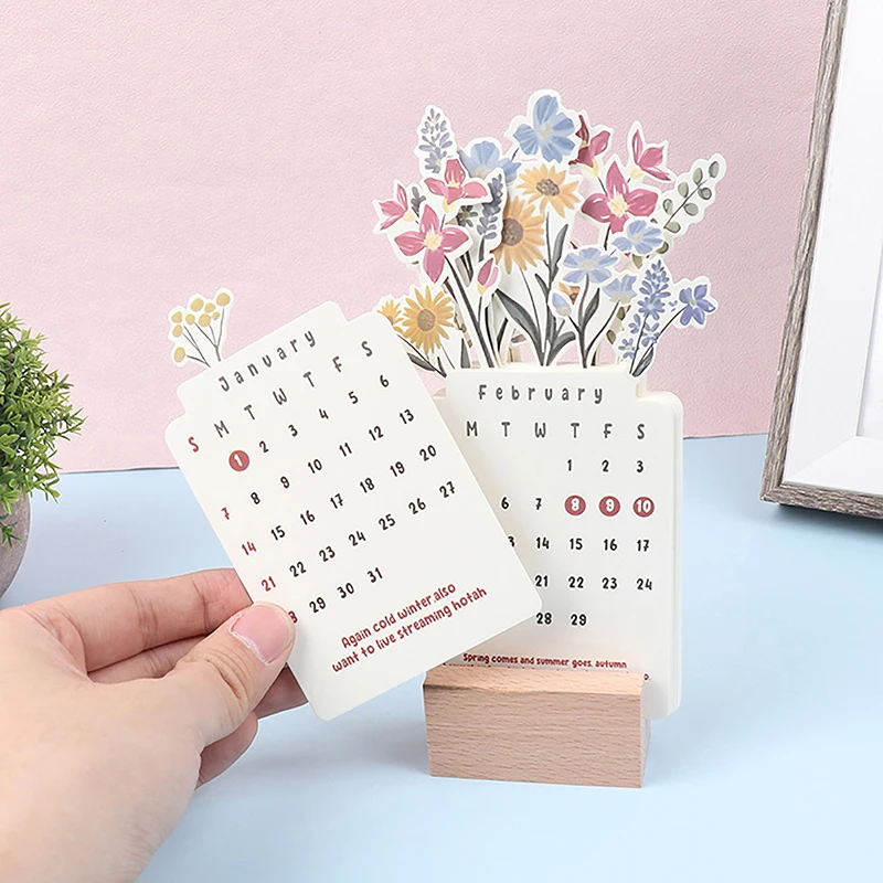 

Настольный календарь-планировщик Bloomy Flowers 2026: мини-календарь-ваза для дома, школы и офиса