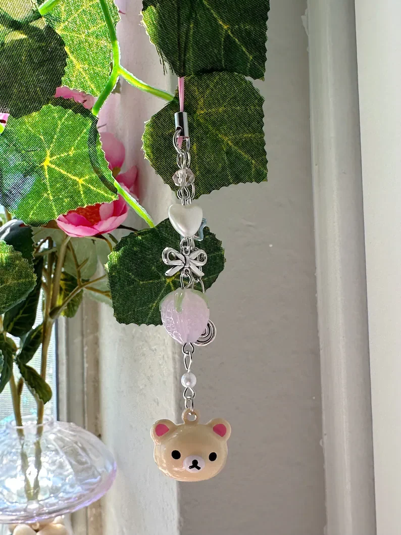 Cute bear bag charm charm strawberry dream mobile phone with kawaii keychain sanx