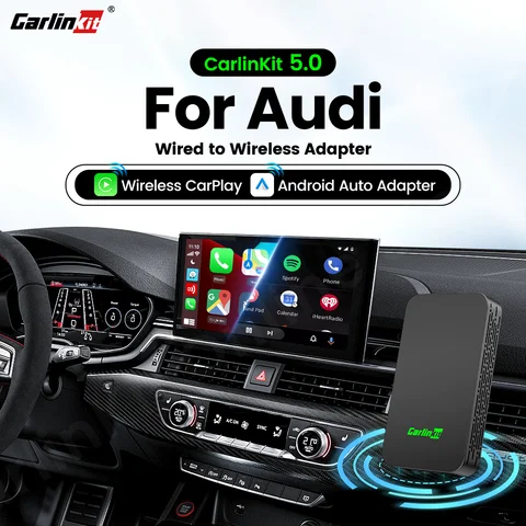 CarlinKit 5.0 카플레이 안드로이드 자동 무선 어댑터 동글, 아우디 A1 A3 A4 A5 A6 A7 A8 Q2 Q3 Q5 Q7 Q8 TT 이트론 MIB2 MIB3 MMI용