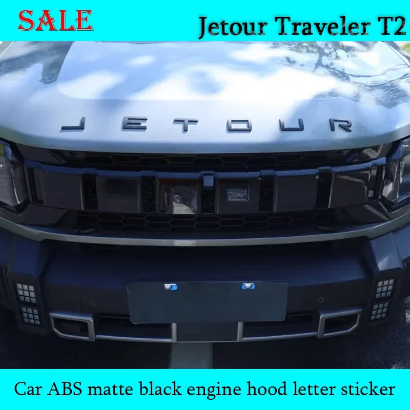 

Fit for JETOUR Traveler T2 2024 Car Front Engine Hood ABS Matte Black Engine Hood Letter Sticker Car Exterior Decoration Piece