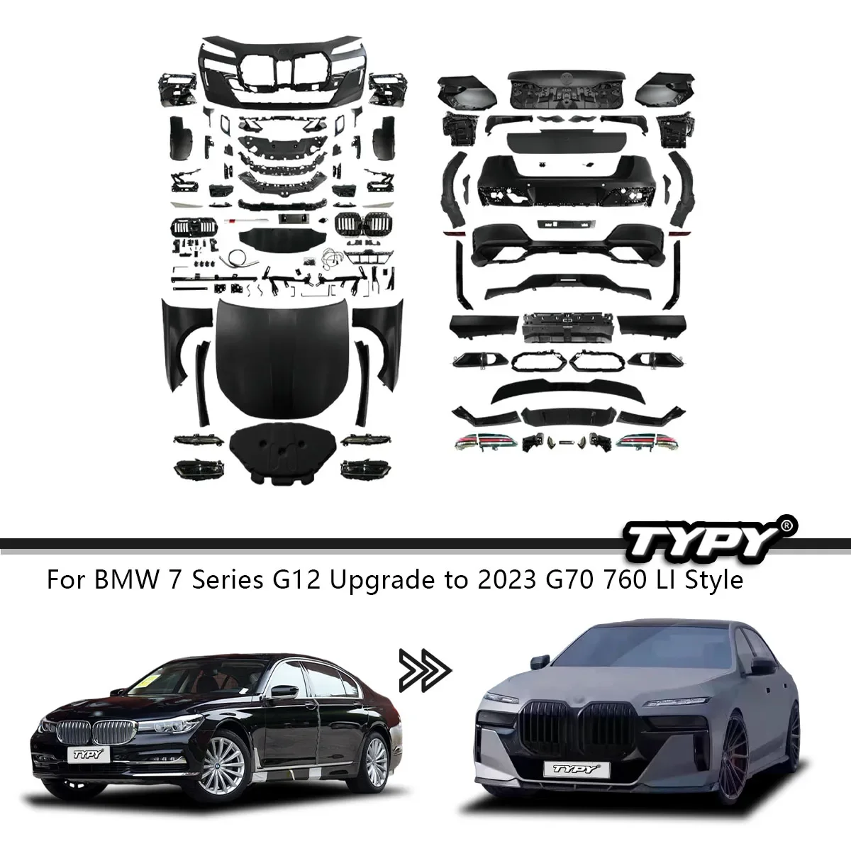 New Design Body Kit For BMW 7 Series G12 2016-2022 Upgrade To 2023 G70 760Li Style Full Body Kit Parts System