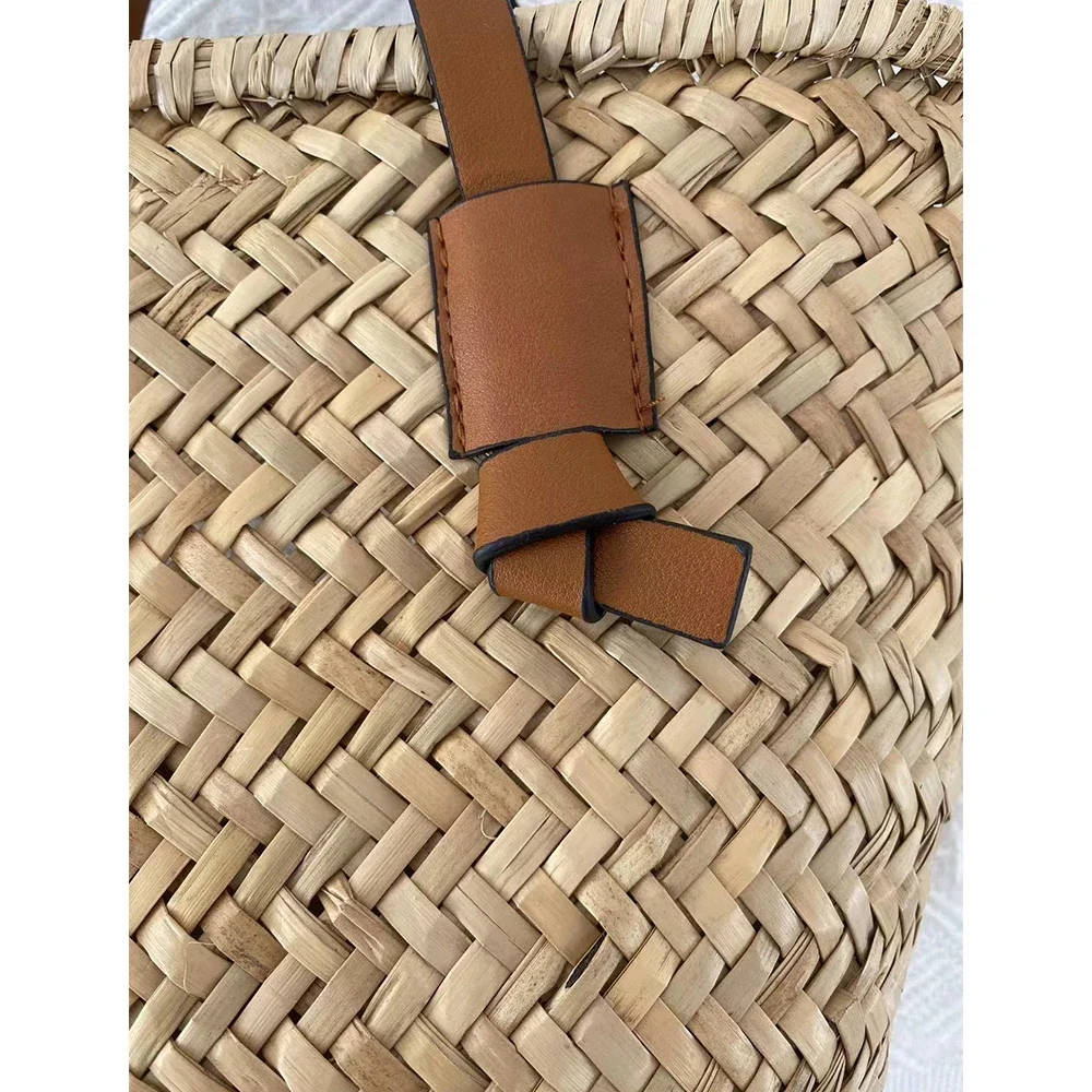 Bohemian Straw Basket Bag para Mulheres, Handmade Wicker Rattan Bags, Travel Bag Designer, Shoulder Crossbody Bags, Chique