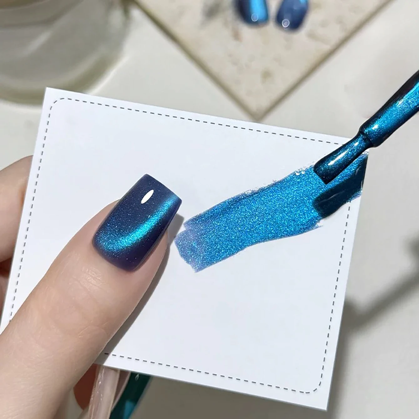 

1pcs WS Summer Nails High-density Blue Glass Bead Glitter Cat's Eye Gel Nail Polish 2025 New Style Ice Transparent Nail Art