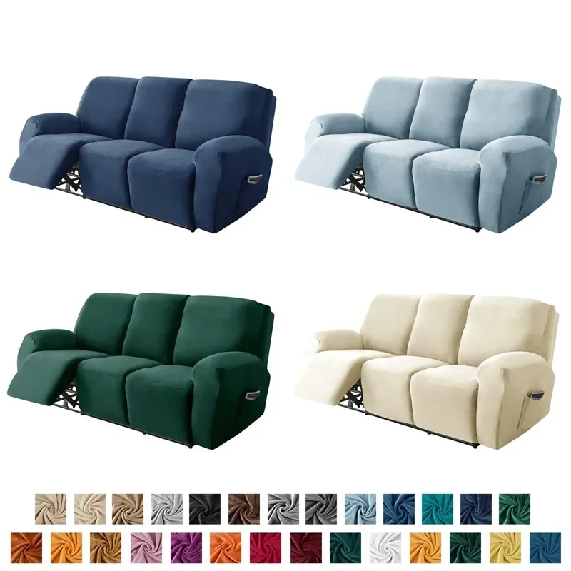 1/2/3 Seats Velvet Recliner Sofa Cover Elastic Armchair Slipcover Relax Reclining Sofa Seat Cover for Living Room Decor