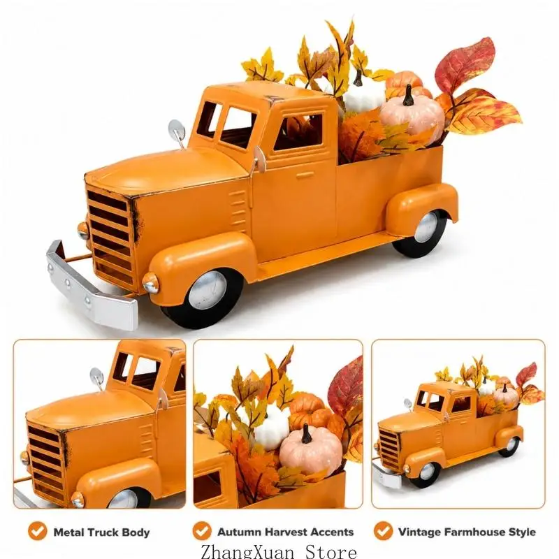 LKW-Element Eingangsbereich für die Herbstsaison mit Metall-Ernte-Frachtdetail und Thanksgiving-Regaldisplay für die – Detail 5