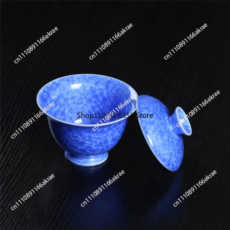 for Ceramic kiln-changed crystalline glaze full of flowers, Ercai cover bowl, anti-scalding hand-catching bowl, Kung Fu tea set