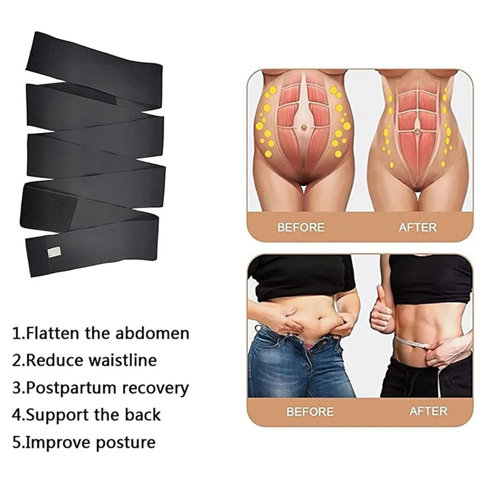 Tummy Girdle Trainer Back Brace Shapewear สําหรับ Lower Back Pain Relief - Body Shaper Faja Colombiana Mujer