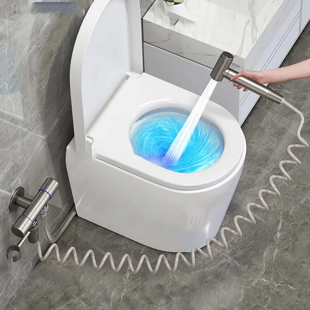 Tianview Gun gray toilet cleaning bidets spray gun set toilet valve three-way companion household one-in-two-out booster flusher