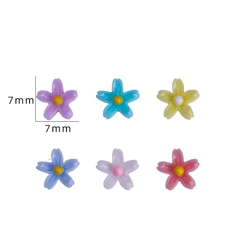 Części do paznokci kwiaty figurki do Manicure stokrotka 3d akcesoria do paznokcie sztuka 7mm pięć płatków kwiatów do dekoracji etui na telefon