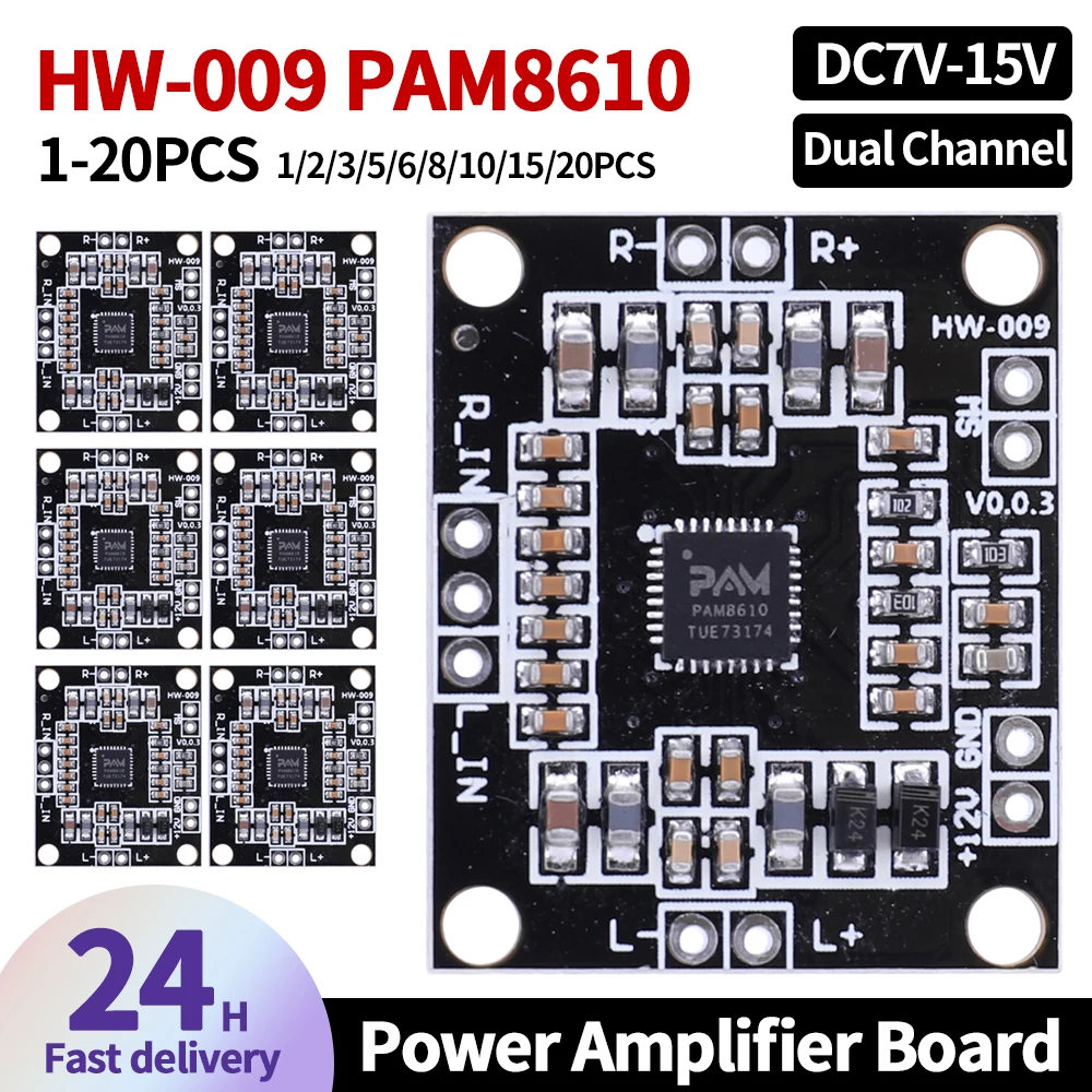 1-20pcs pam8610 digitale Audio verstärker platine 2x15w pam8610 DC7V-15V Stereo-Sprach verstärker modul Klasse d zwei Kanäle
