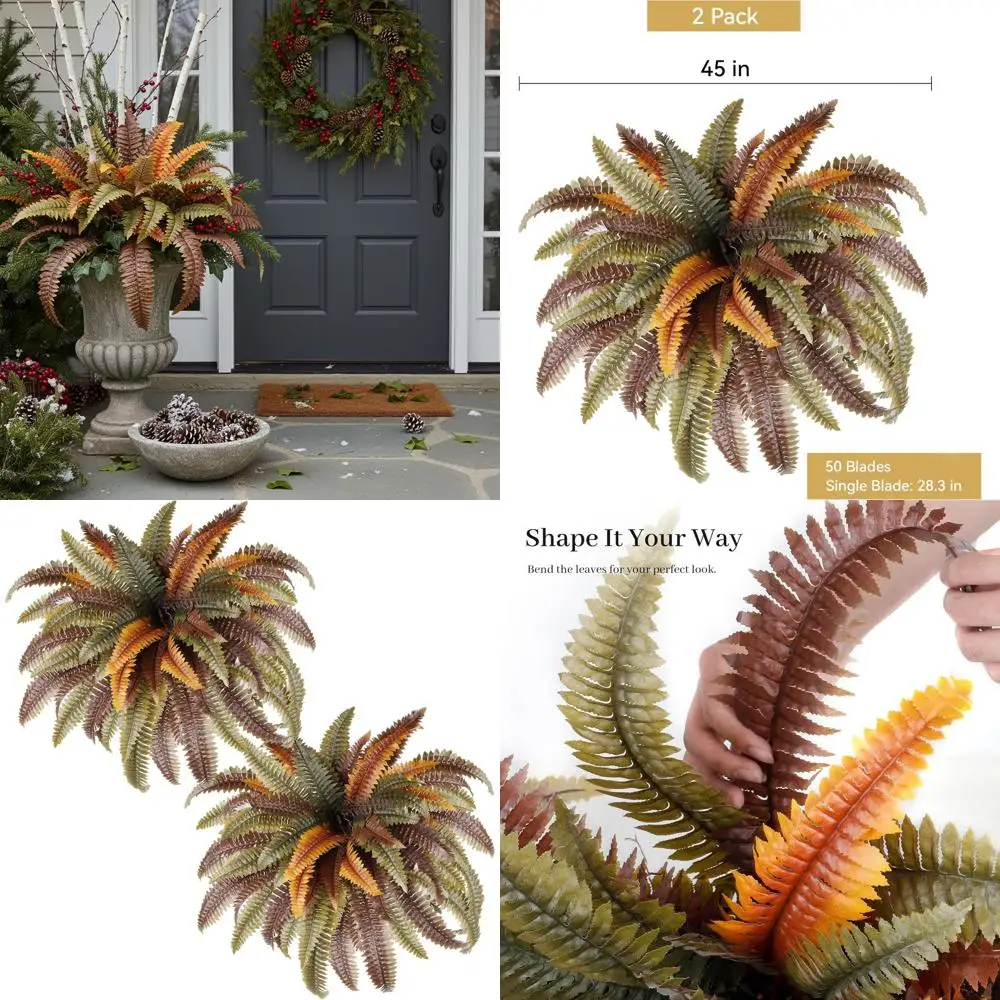 

45-Inch Pair of Artificial Boston Ferns for Office, Patio, Living Room, and Outdoor Decor
