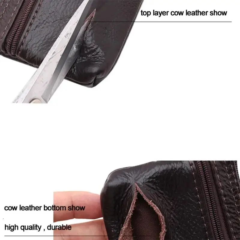 Practical Car Key Case Men Women Leather Wallets Holder Housekeeper Covers Zipper Bag Keychain Cover For Keys Organizer Card