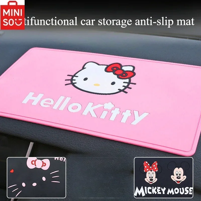 

MINISO HelloKitty Car Center Console Silicone Anti-slip Mat Cartoon Minnie Soft Rubber Storage Mat Pink Car Cute Decoration