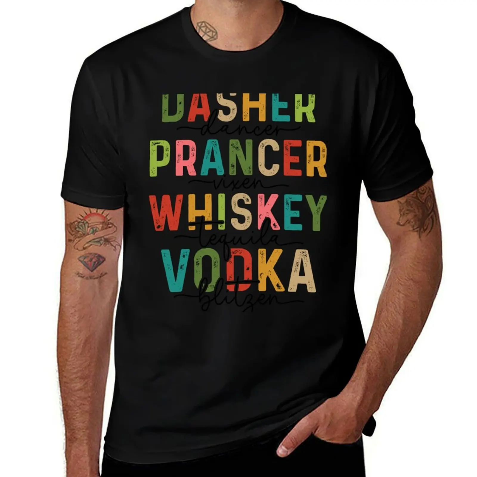 Dasher Dancer Tequila Blitzen T-Shirt Work Wear Short Sleeve T-Shirt