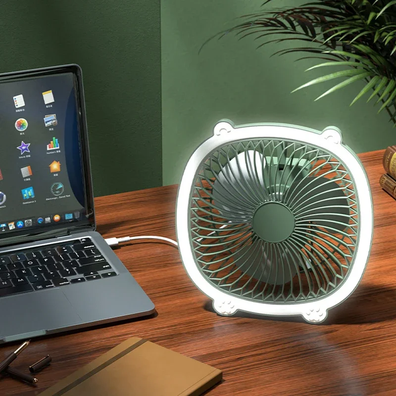 Mini Fan Light montado na parede, Desktop Night Light, Ventilador do quarto do agregado familiar, Energia eólica alta, Longa resistência, silenciosa