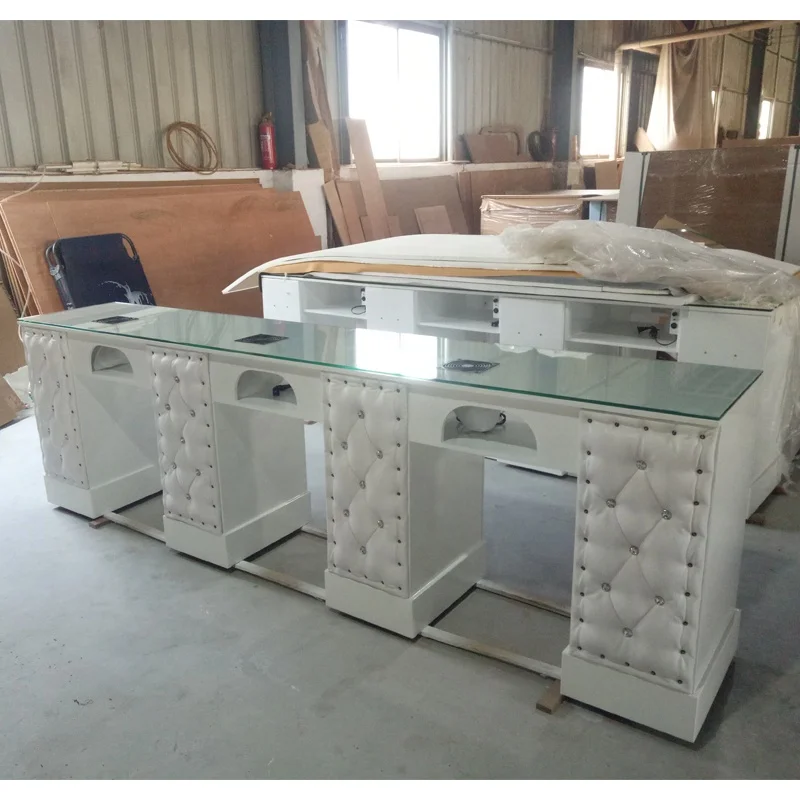 

Nail Salon Desks Nail Bar Furniture Nail Manicure Tables Double Seats With Fan Light Luxurye