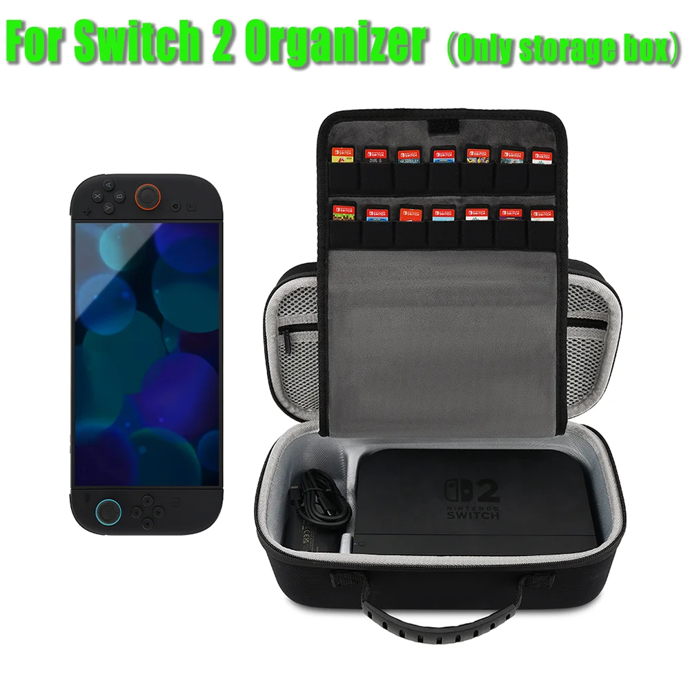 

For Switch 2 Organizer Portable Large Storage Bag Anti-Scratch Waterproof Travel Hard Shell Carrying Case for Nintendo Switch 2