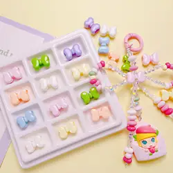 10pcs/lot Fresh New AB Pastel Colors Cute Bow Acrylic Plastic Jewelry Beads For Bracelet Necklace Earring Pens DIY