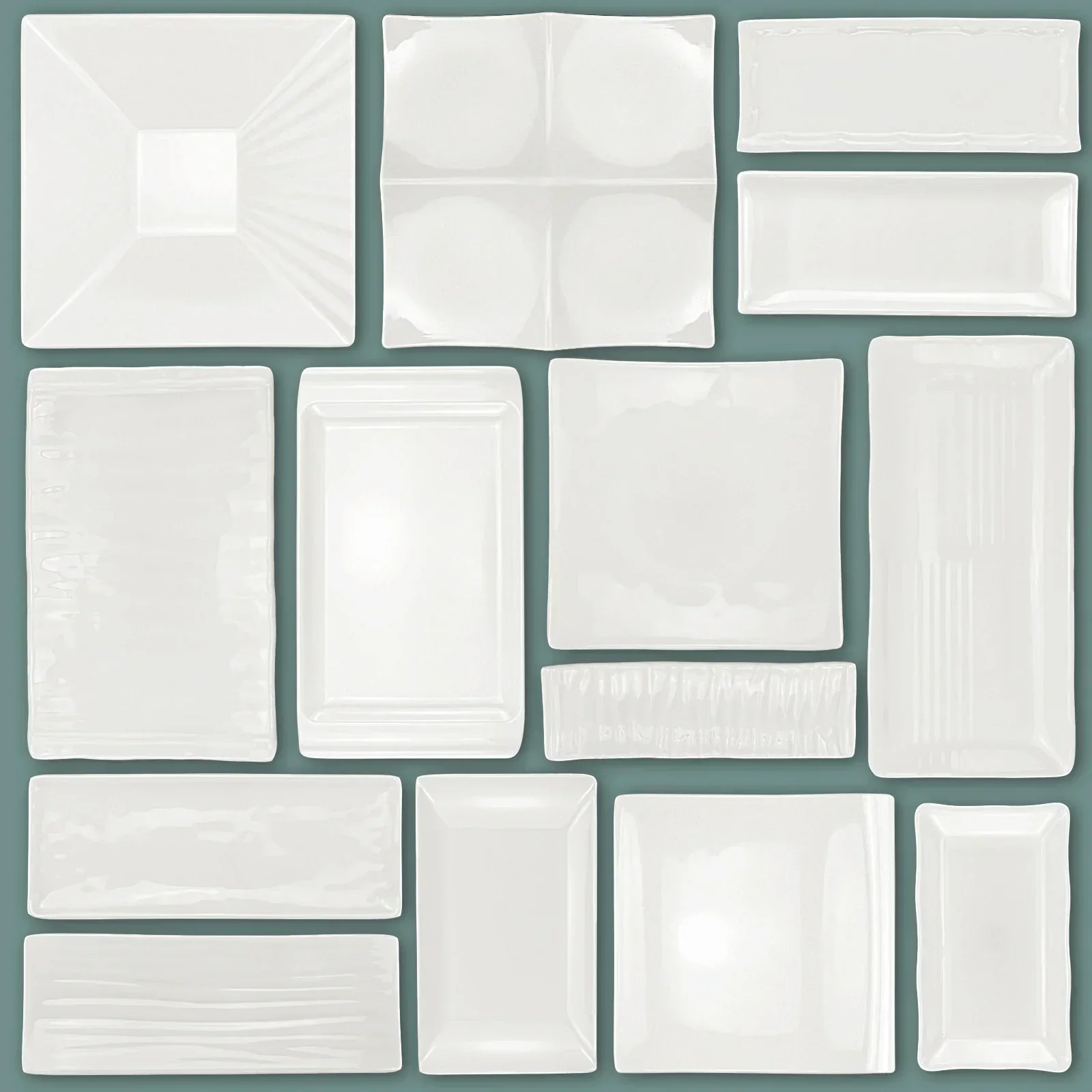 White Melamine Dishes Hotel Sushi Plate Smash Resistant Plastic Dinner Plates Kitchen Rectangular Dish Tableware Accessories