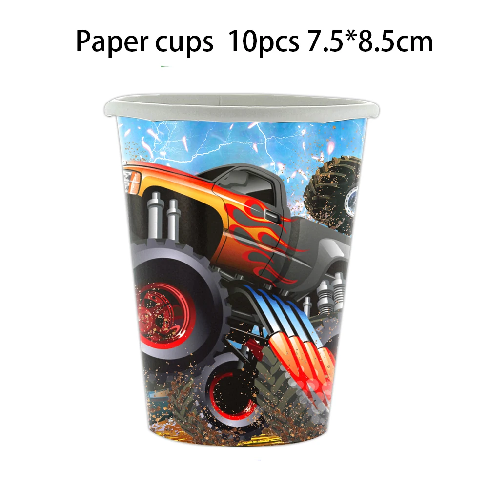 Monster Truck Birthday Party Decoration Disposable Tableware Boy Girl Favor Blaze Car Cake Stand Paper Plates Cup Tablecloth