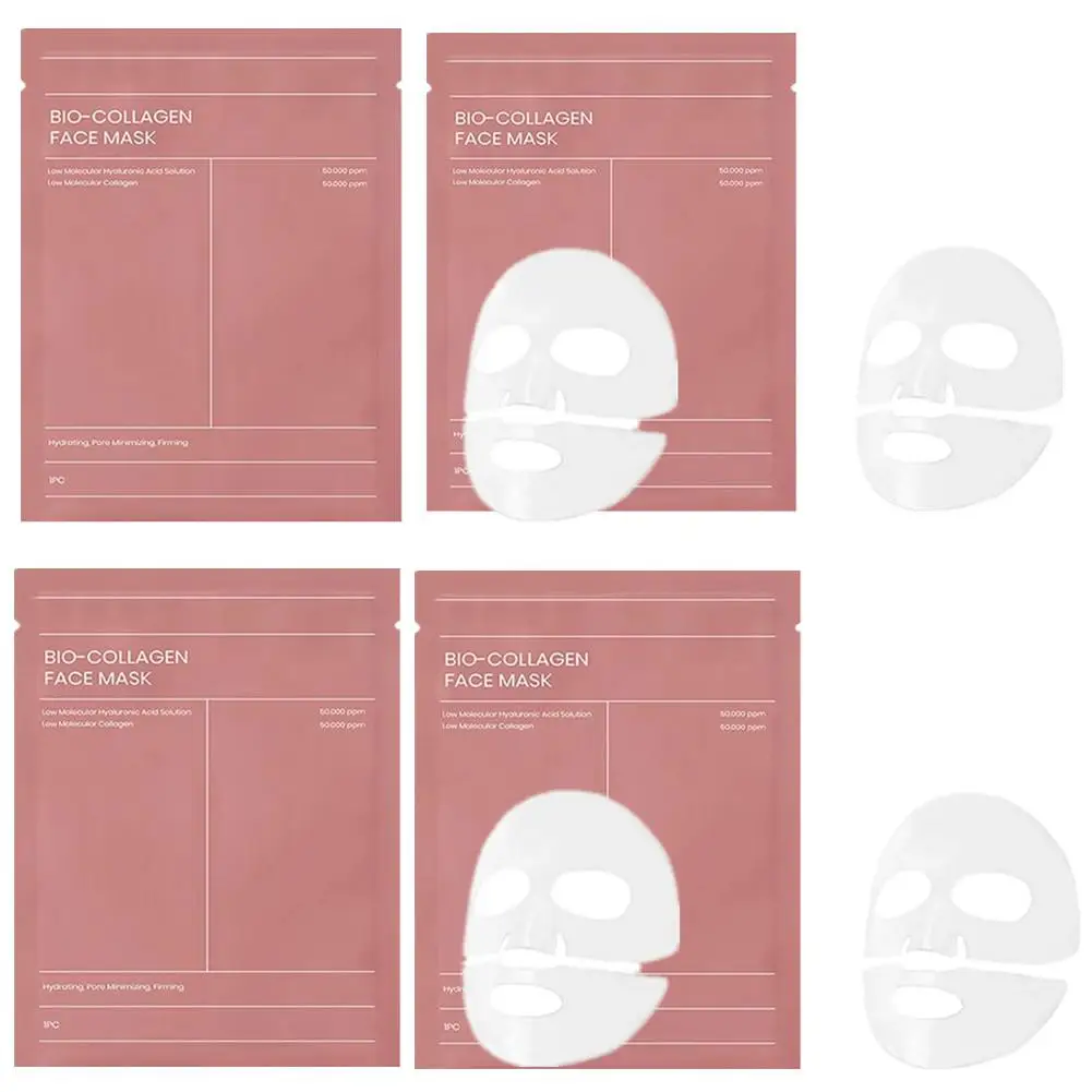 4Pcs Bio-Collagen Real Deep Mask Night Moisturizing Mask Firming Nourish Brightening Moisturizing Collagen Mask