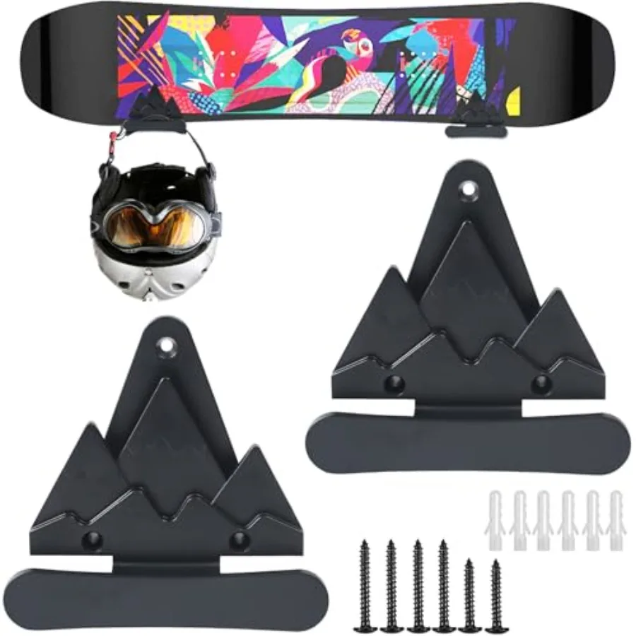 

2pcs Snowboard Wall Mount with Hooks, Snowboard Skateboard Hanging Wall Rack, Garage Storage Brackets, Snowboard Display Stand,