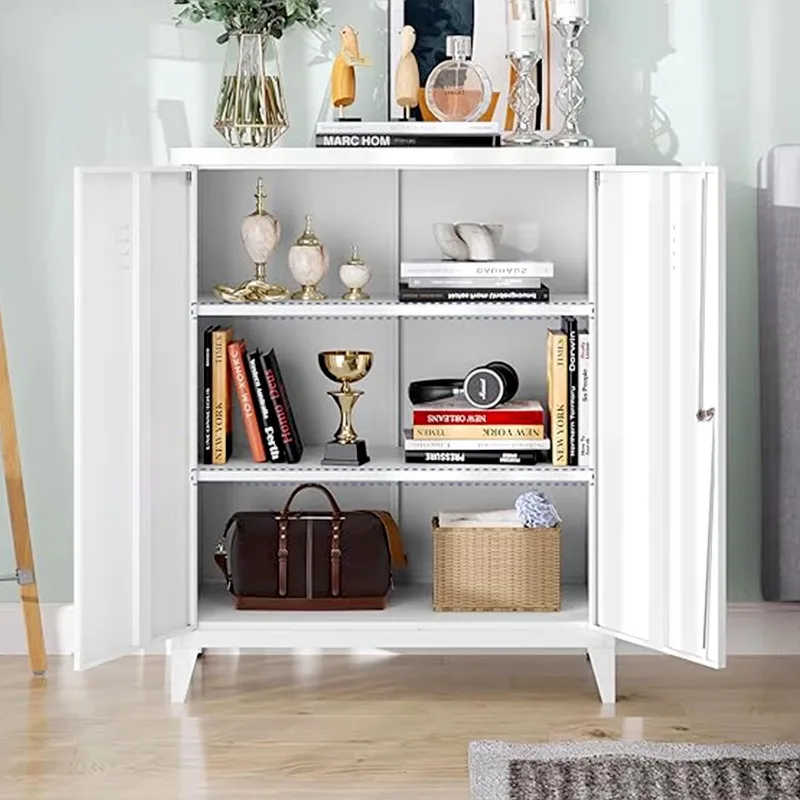 Metal Storage Cabinet with 2 Doors Lockable Steel   and Adjustable Shelves   File 