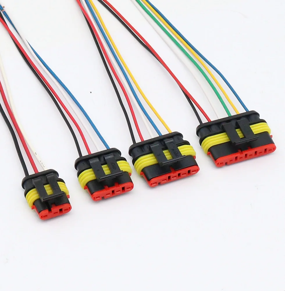 1set AMP 1P 2P 3P 4P 5P 6P Way Waterproof Electrical Auto Connector Male Female Plug with Wire Cable harness for Car Motorcycle