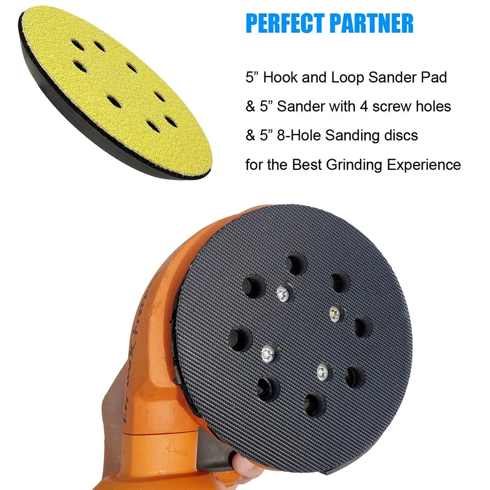 

Practical Outdoor Backing Pad Orbit Sander 5inch/125mm Accessories Black Replacement Workshop Easy Installation