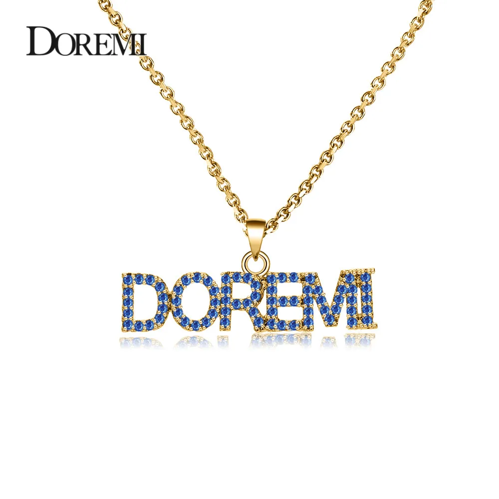 lateefah Men's pendant Zircon necklace 4mm Cuban chain 4-color 3A zircon personalized customization Name Necklace for women