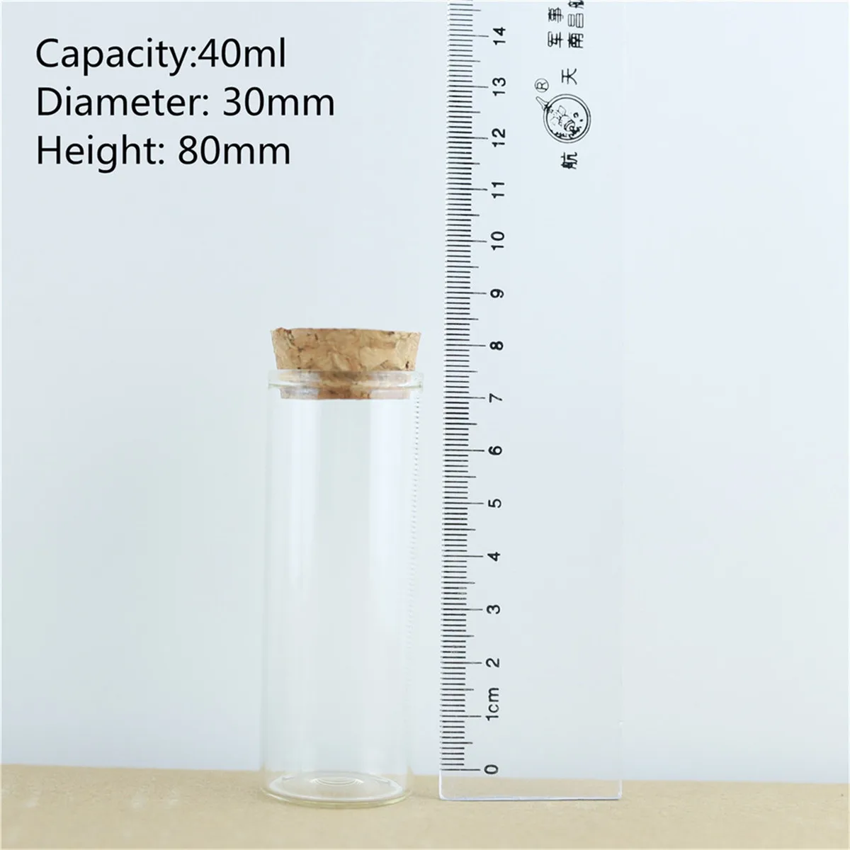 12 Pcs/lot 26*30*80mm 40ml Dragee Glass Bottle Little Glass Jars Spicy Storage Glass Container Vials Wedding Dragee Bottles Cork