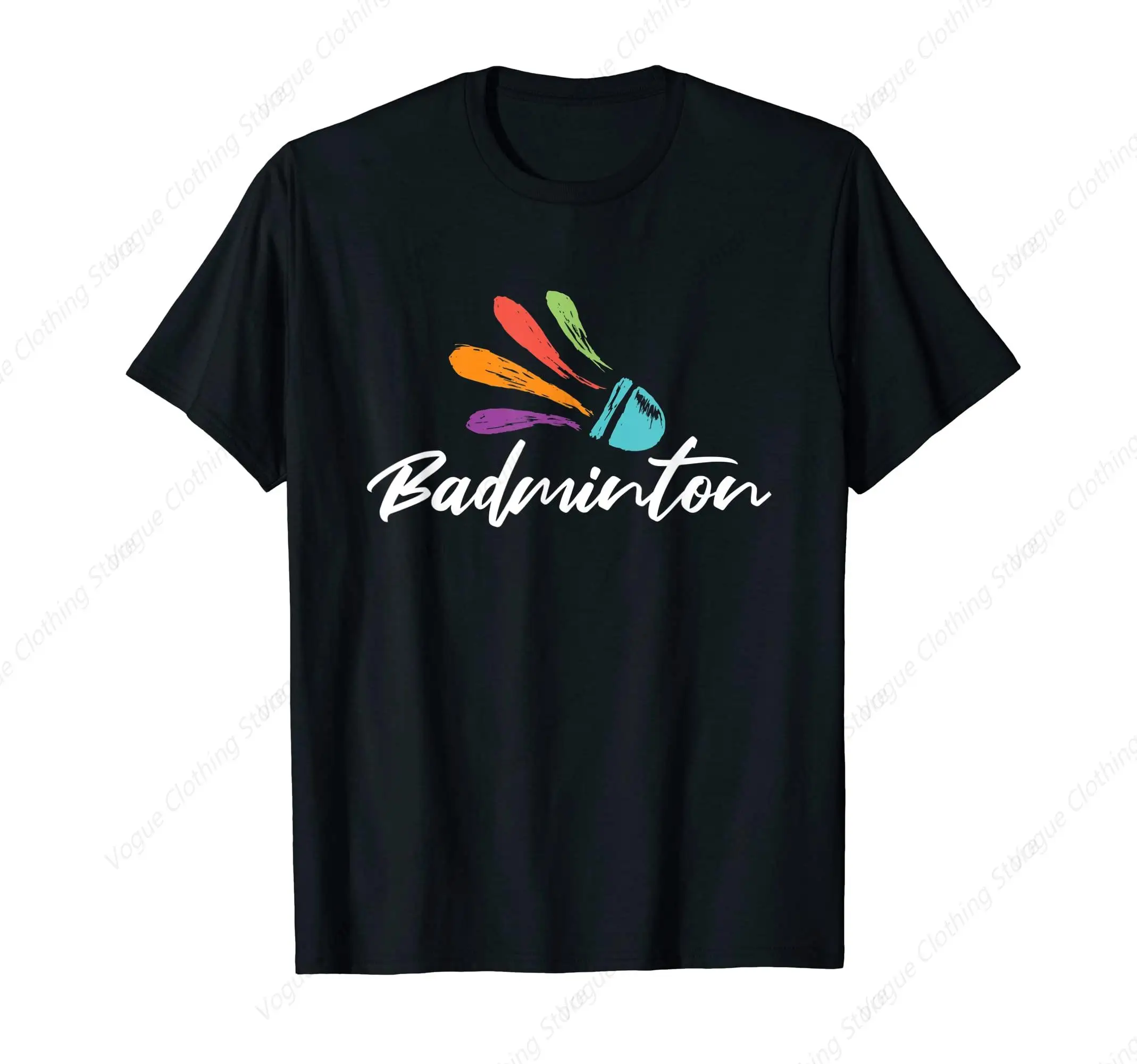 Shuttlecock Badminton Player Racket Sports Coach Team Club T-Shirt Short Sleeves Prevailing Soft Tops Cotton Daily Leisure Tee