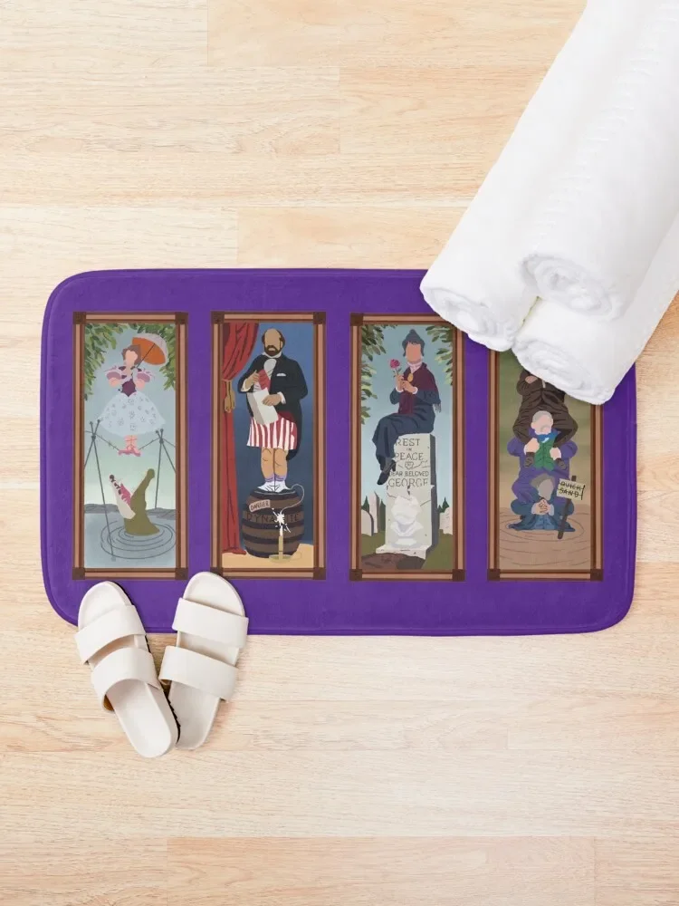 Minimalist Haunted Mansion Stretching Room Portraits Bath Mat Water Absorbent Bath Accessories Mat