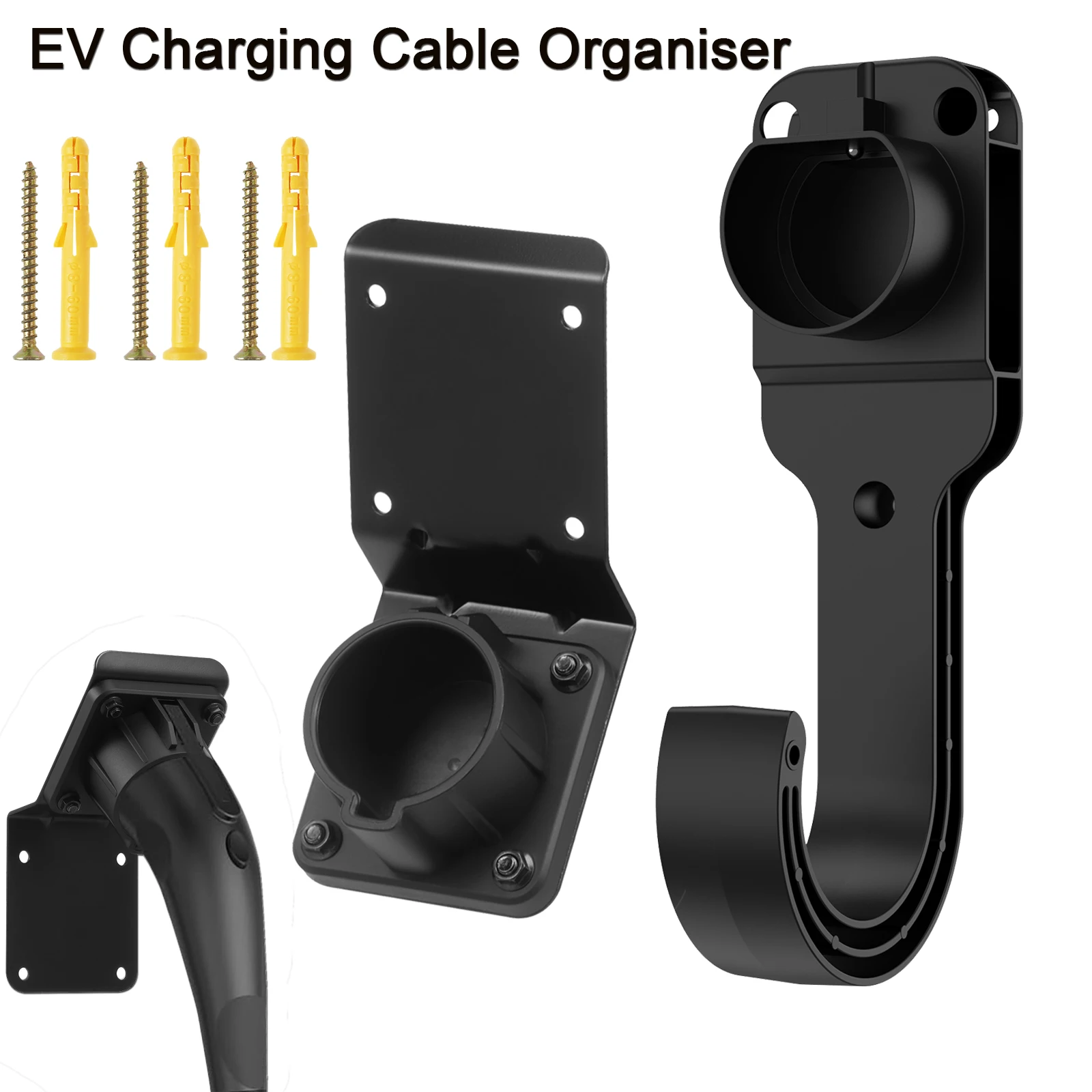 Carregador de veículo elétrico, base de coldre, à prova d'água, suporte de carregador ev, montagem na parede, plugue de carregamento de veículo elétrico, cabide de cabo