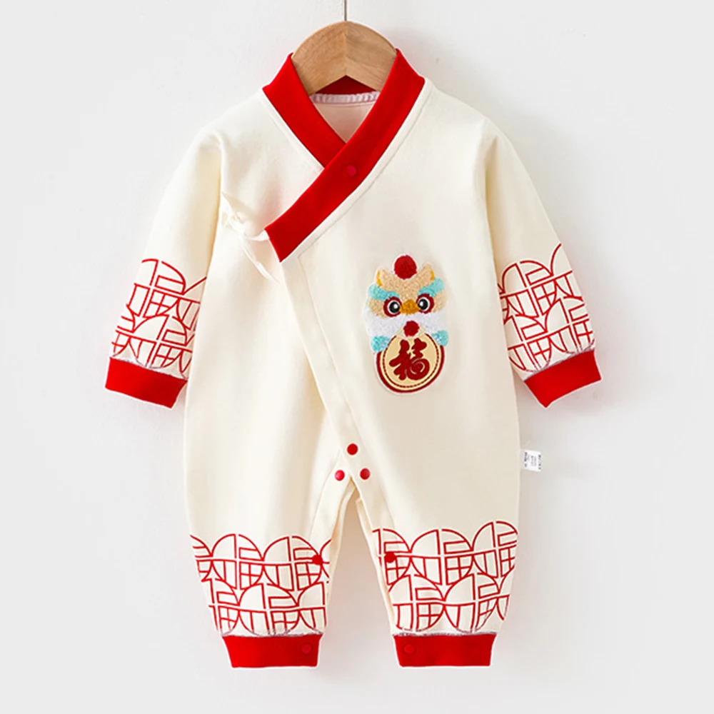 Newborn Baby Clothes Boy Girl Long Sleeve Romper 100% Cotton Spring Autumn Winter Chinese Style Christmas Baby Jumpsuit