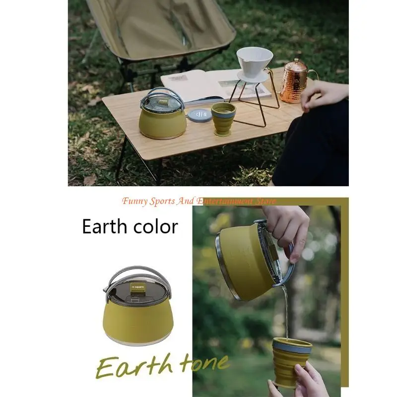 C4DE Portable Folding Silicone Kettle Collapsible Water Boiler Pot Outdoor Camping Hiking Cooker Water Boiling Coffee Maker