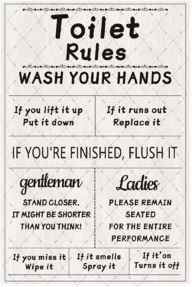 Cusde Toilet Rules Metal Tin Sign Wash Your Hands Home Decoration Vintage Wall Decor Poster Retro Decor Wall Art for Bathroom Re