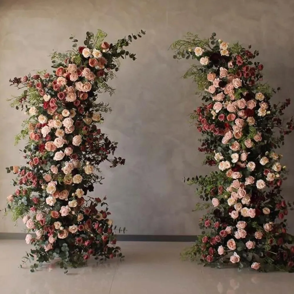 

Luxury Flower Horn Arch Flower Arrangement Backdrop Artificial Rose Flower Row Event Party Decor Floral Wedding Decoration