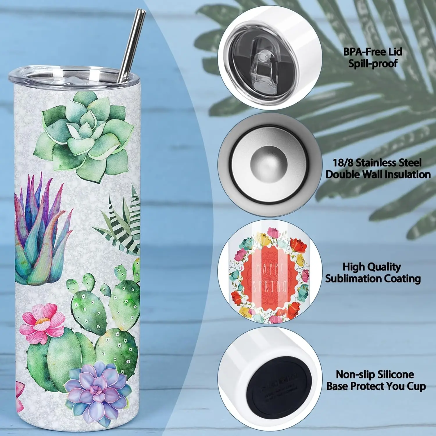 

50 Pack Sublimation Tumblers Bulk, 20 oz Sublimation Tumbler Blank, Stainless Steel Sublimation Cups with Lid and Straw