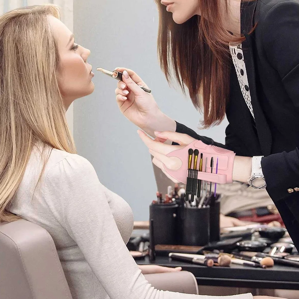 Muñequera de silicona para maquillaje, paleta de mezcla de maquillaje ajustable, bandeja de almacenamiento, paleta de base mezcladora, accesorios de herramientas de belleza