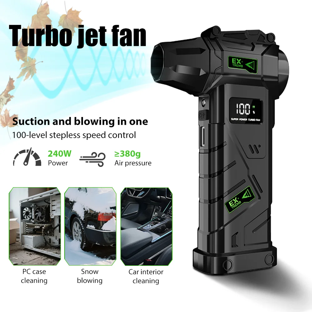 مروحة عنيفة قوية 990000 دورة في الدقيقة منفاخ هواء توربو مع بنك طاقة منفاخ توربو عالي السرعة بدون فرش مع إضاءة LED #2